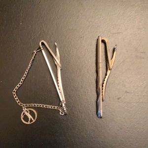 2 Silver Hickok vintage Tie Clip.